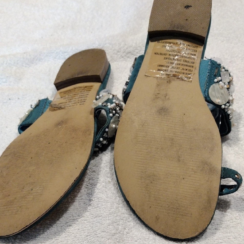 Embellished Teal Sandals - Picture 4 of 9
